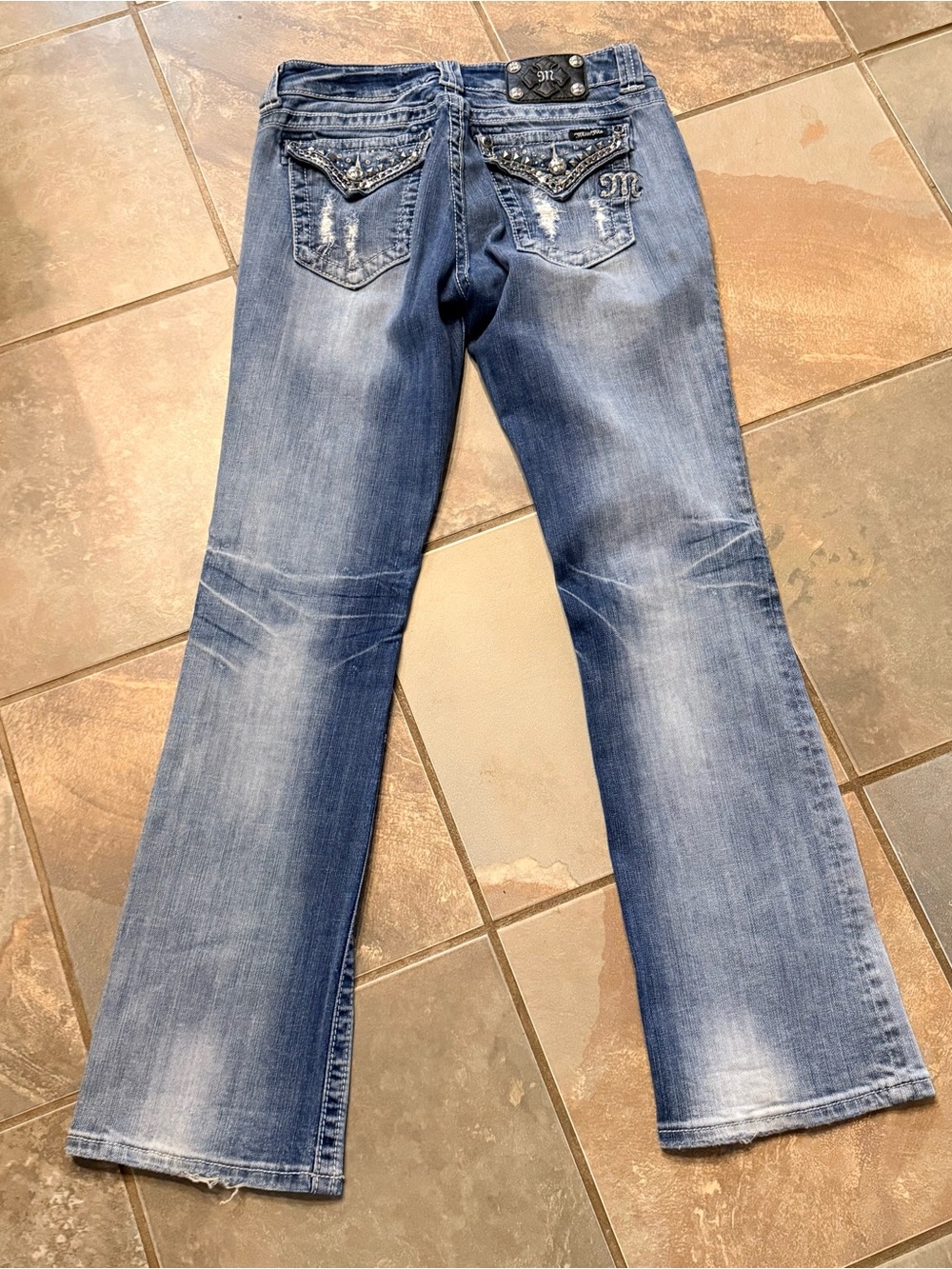 Miss Me Blue Embellished Flare Jeans